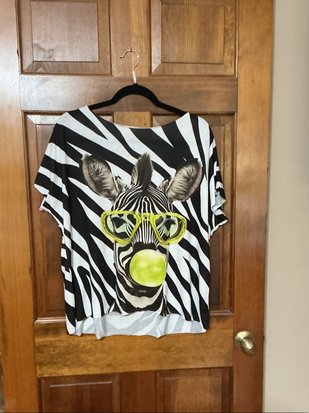 Willow Tree Black White Zebra Graphic Tee with Lime Accent